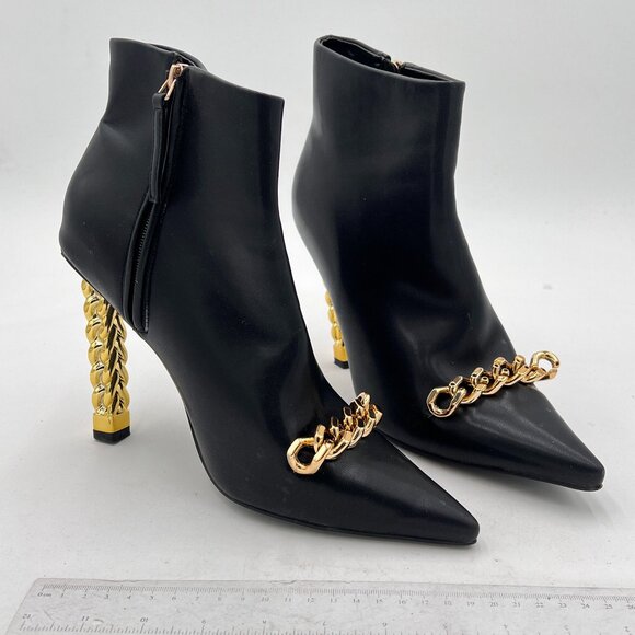 FSJ Shoes - FSJ Women Trendy Pointed Toe Ankle Boot Block Chunky High Heel Bootie Party Prom